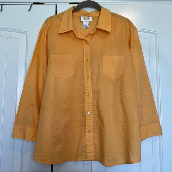 Talbots Tops - Talbots orange 3/4 sleeve button down shirt, XL